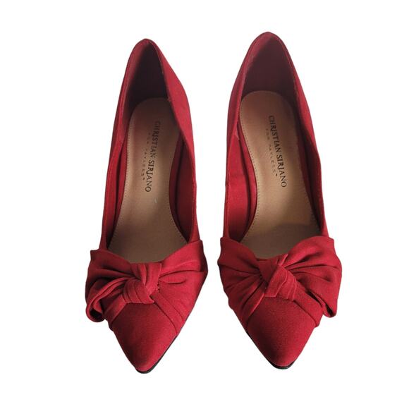 Christian Siriano for Payless Women's Bow Pointed Toe Suede Pump Heels Sz 6 Red - Picture 2 of 7